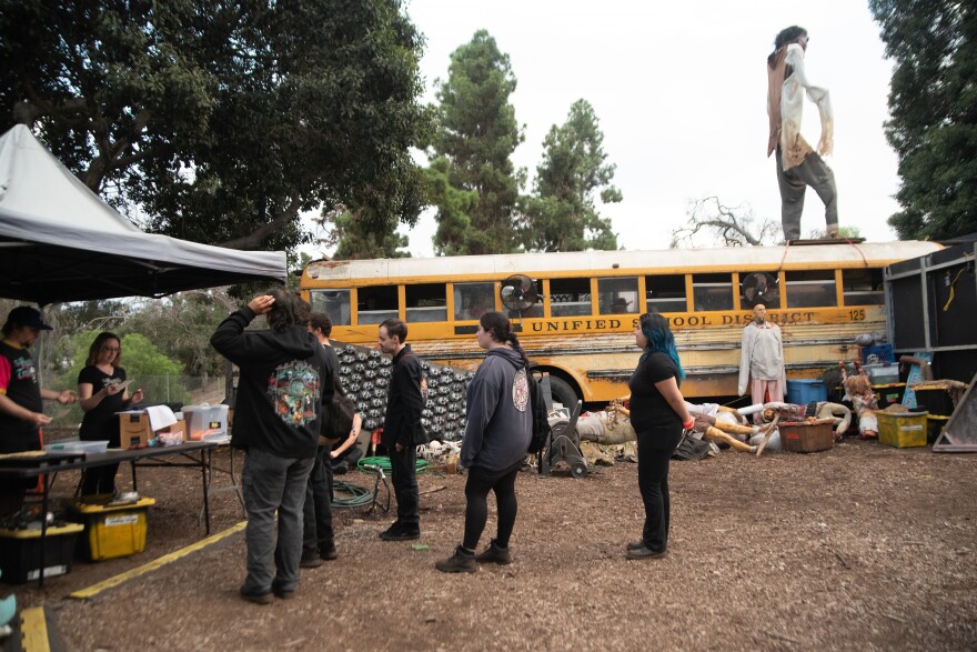 Sarah Pugh assigns locations to the scare actors on The Haunted Trail of Balboa Park. Once you know the area you will be haunting then you know what kind of makeup and costuming you will need. Sept. 25, 2025.