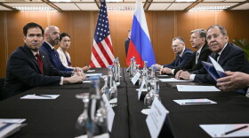 U.S. Secretary of State Marco Rubio, left, attends a meeting with Russia's Foreign Minister Sergey Lavrov, right, on the sidelines of the Association of Southeast Asian Nations (ASEAN) Foreign Ministers Meeting in Pasay, Metro Manila on Thursday, July 23, 2026.