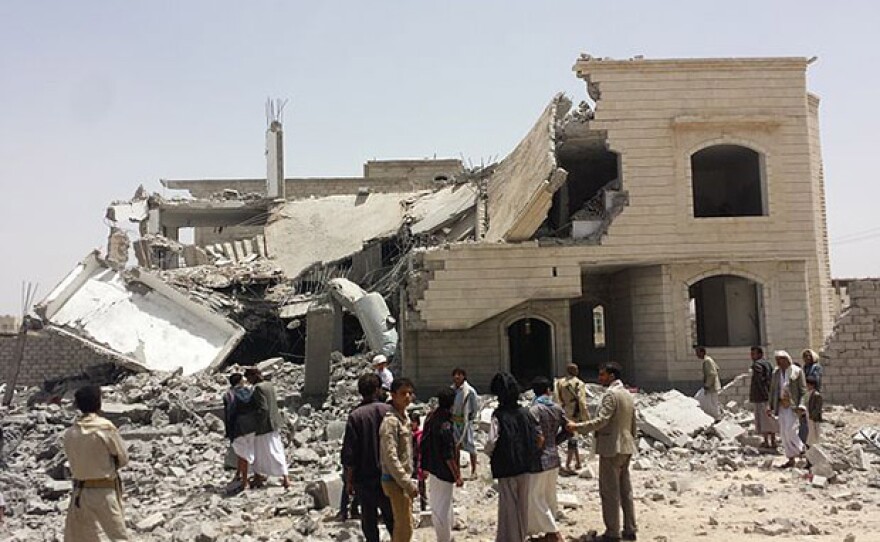 Saudi-led air strike on Sana'a, June 12, 2015. Yemen.