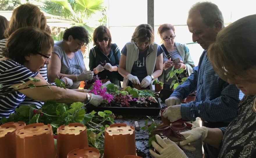 Students at the University for Seniors in Beirut are able to attend classes on a variety of subjects, including gardening.