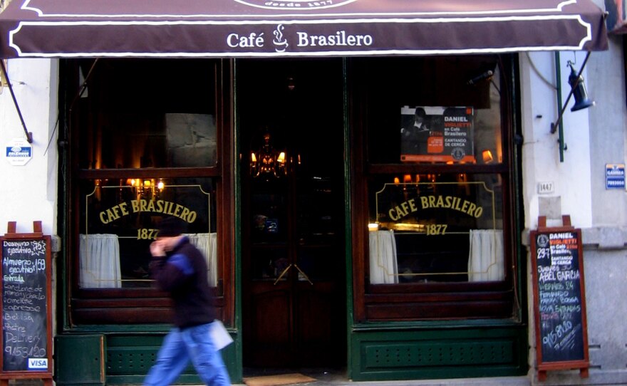 Galeano visits his favorite cafe, Brasilero, on most days. He says his identity as a storyteller was formed in this cafe and others like it.
