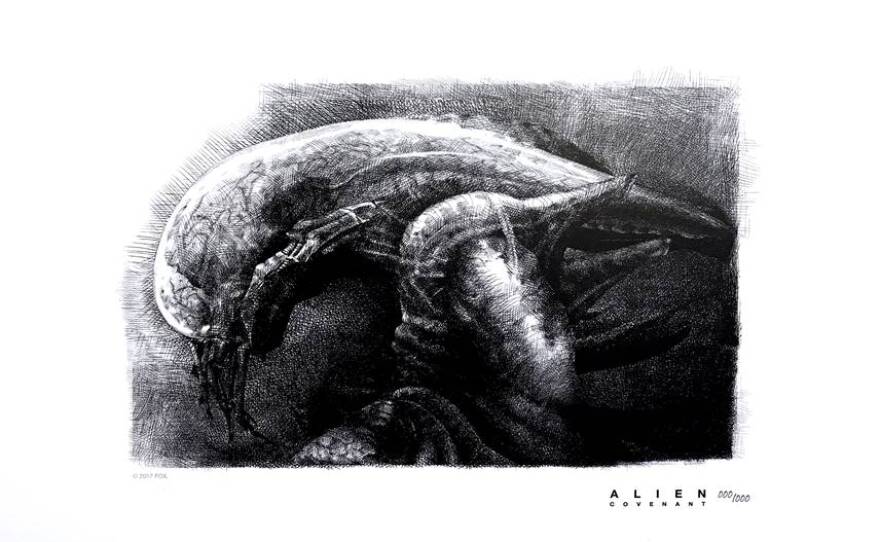 The very tempting xenomorph lithograph that attendees could score if they purchased the "Alien Covenant" Bluray at Comic-Con.