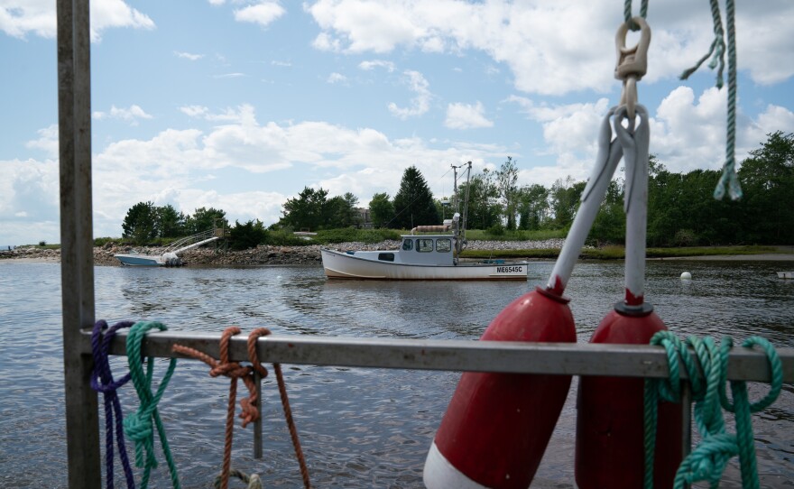 The view from Chris Welch's lobster boat Foolish Pride in the Kennebunk River in Southern Maine.