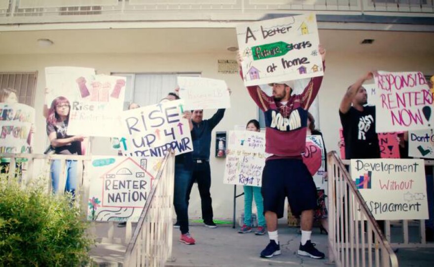 Film still of protest from the film "City Rising."