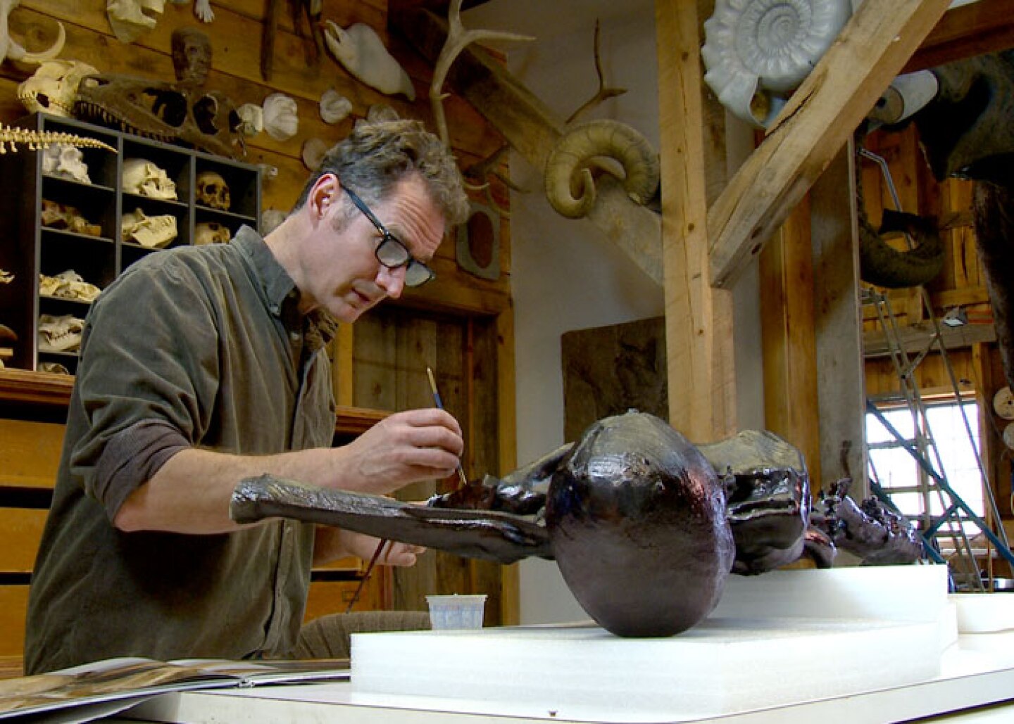 Artist Gary Staab begins the process of replicating Otzi the Iceman mummy.