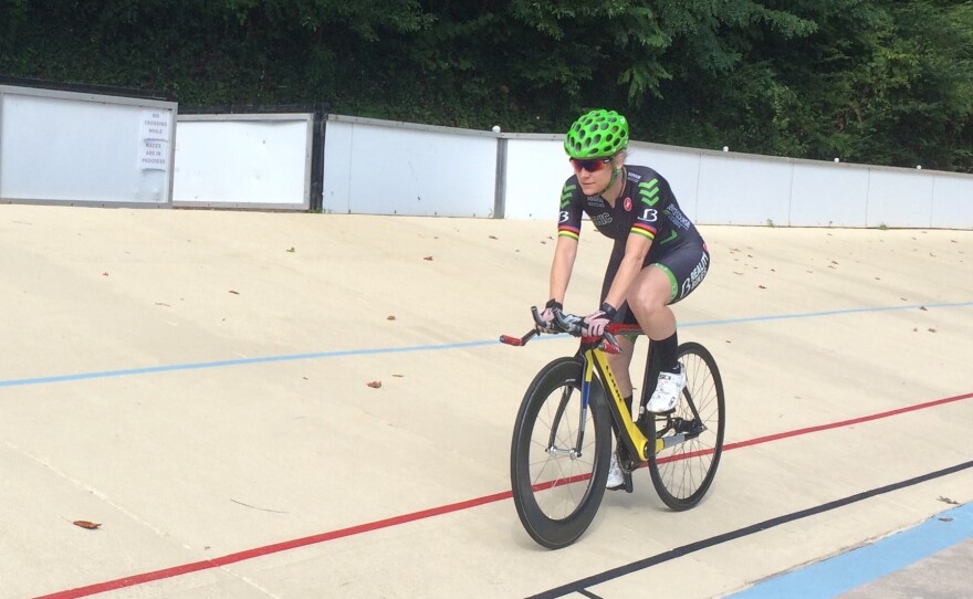 Jennifer Schuble trains at the velodrome in Atlanta this summer before the Paralympics, which begin Sept. 7 in Rio de Janeiro.