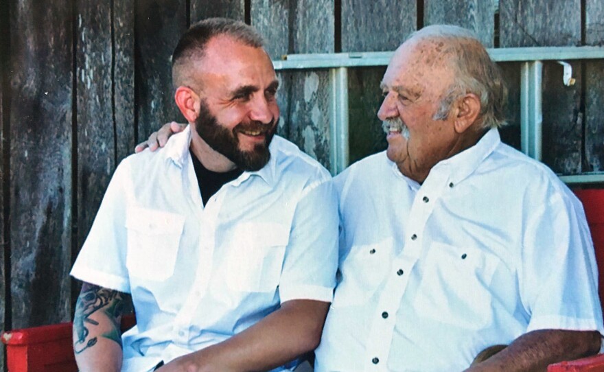 Jay Zimmerman (left) and his father, Buddy, in July 2016. Buddy, who was also a veteran, passed away last September.