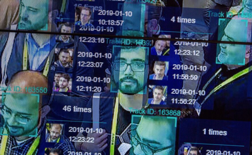 A live demonstration uses artificial intelligence and facial recognition in dense crowd spatial-temporal technology at the Horizon Robotics exhibit at the Las Vegas Convention Center in Las Vegas on Jan. 10, 2019.