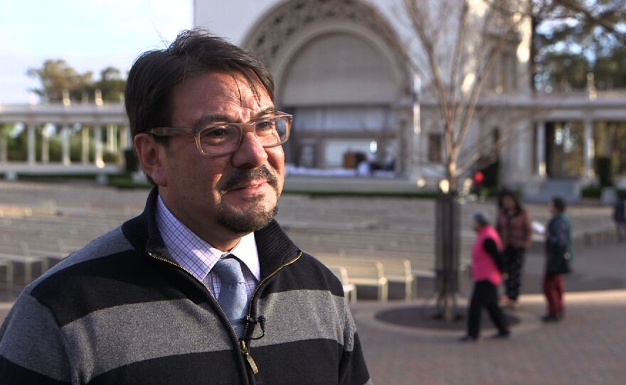 Michael Ruiz, the city’s district manager for Balboa Park 2015, stands in front of the Spreckels Organ Pavilion.