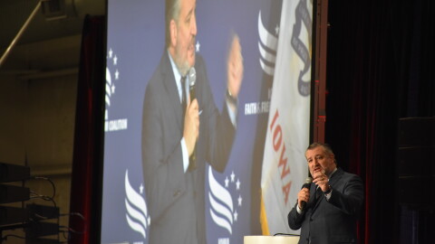 Republican Texas Sen. Ted Cruz speaks at the Iowa Faith and Freedom Coalition's Spring Kickoff event May 1, 2026.