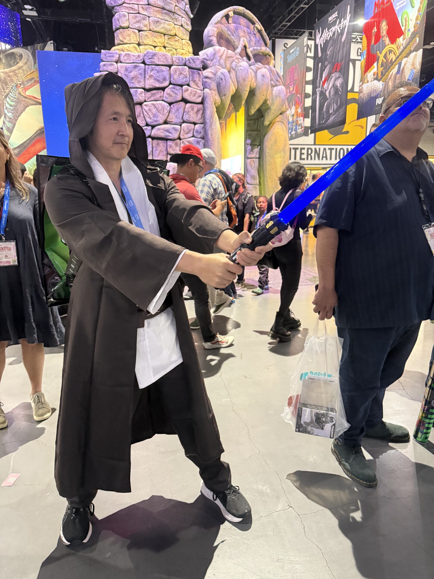 Ken Ohashi cosplays as Obi-Wan Kenobi from <i>Star Wars</i> at Comic-Con on July 24, 2025.