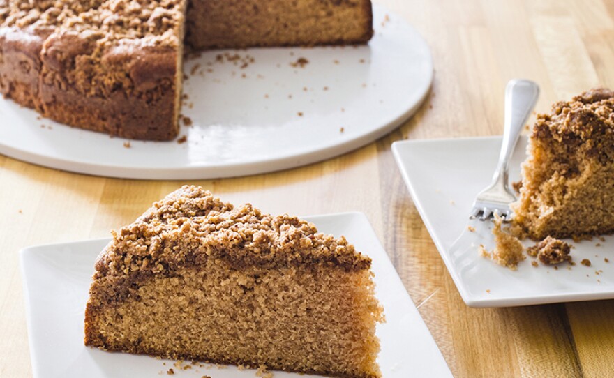 Coffee cake with pecan cinnamon streusel