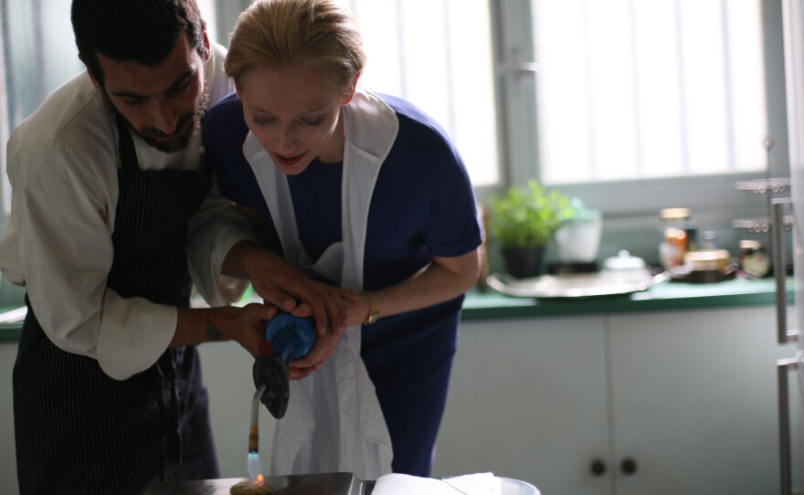 Edoardo Gabbriellini and Tilda Swinton are drawn together by food in "I Am Love."