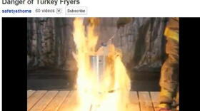 Frozen turkey hot oil = big problem.