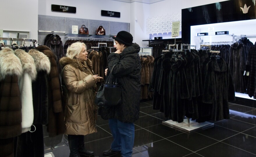 A Snow Queen shop in Moscow, part of a large Russian chain, sells fur coats produced in Kastoria.