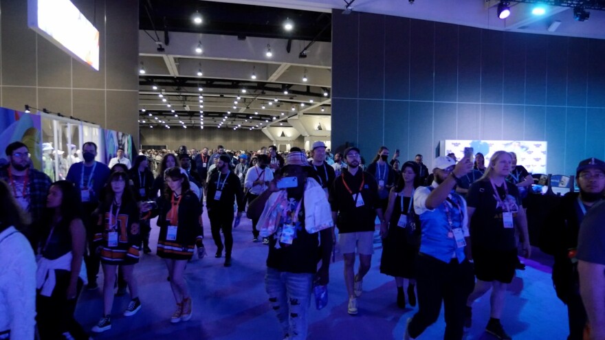 TwitchCon attendees walk through the convention floor on Sept. 20, 2024 at the San Diego Convention Center.