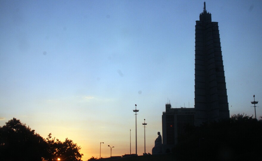 La Plaza de la Revolucion, Havana's version of Moscow's Red Square or Beijing's Tiananmen Square, as the sun rises over the city.
