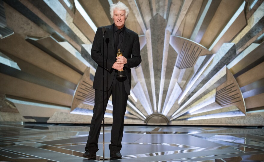 Thirteen times a loser, but number 14 proves the lucky number — finally — for cinematographer Roger Deakins, who took home the best cinematography award for "Blade Runner 2049," March 4, 2018.