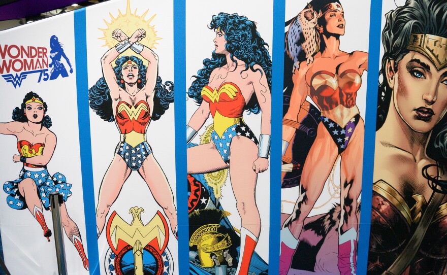 Wonder Woman display at Comic-Con International 2016 preview night on July 20, 2016 in San Diego, California.