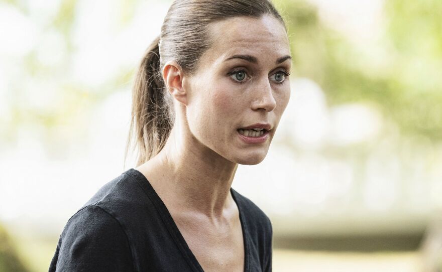 Finland's Prime Minister Sanna Marin holds a news conference in Helsinki on Friday after leaked videos showing her partying sparked criticism.