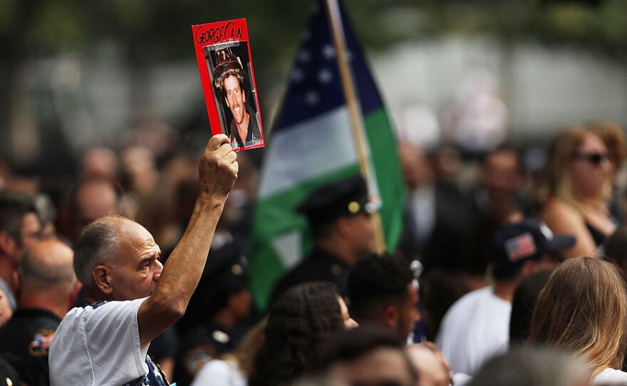 A commemoration ceremony is held for the victims of the Sept. 11 terrorist attacks on Sunday at the National September 11 Memorial and Museum in New York City.