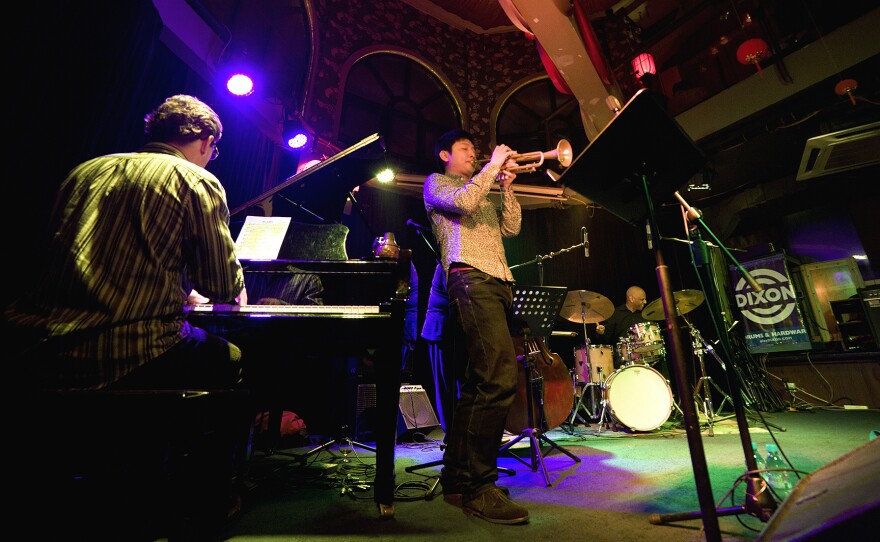 A jazz performance at the JZ Club in Shanghai. The club attracts an eclectic crowd, which on the evening NPR visited included a group of female musicians who play traditional Chinese music.