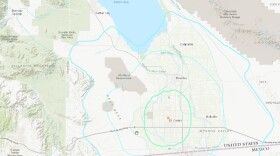 One of a series of earthquakes is shown on this graphic created by the USGS. El Centro, Calif. Feb. 12, 2024.