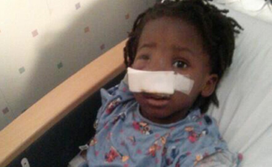 A family handout photo provided by Rev. Corey Brooks shows 3-year-old Deonta Howard recovering from a gunshot wound on Monday at Mt. Sinai Hospital in Chicago.