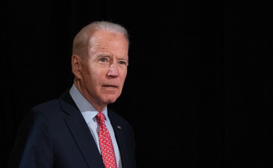 Former vice president and Democratic presidential hopeful Joe Biden, seen arriving to give a speech about the coronavirus response on March 12, spoke with President Trump about the crisis on Monday.