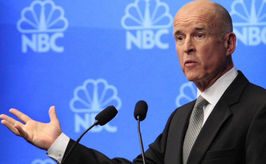 On the other side, Democratic gubernatorial candidate Jerry Brown. Why not put them together?