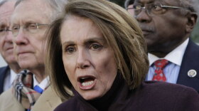 House Speaker Nancy Pelosi of Calif. (center), accompanied by Senate Majority Leader Harry Reid of Nev., (left) and House Majority Whip James Clyburn of S.C. — speaks with reporters after an all-day bipartisan health care summit on Thursday.