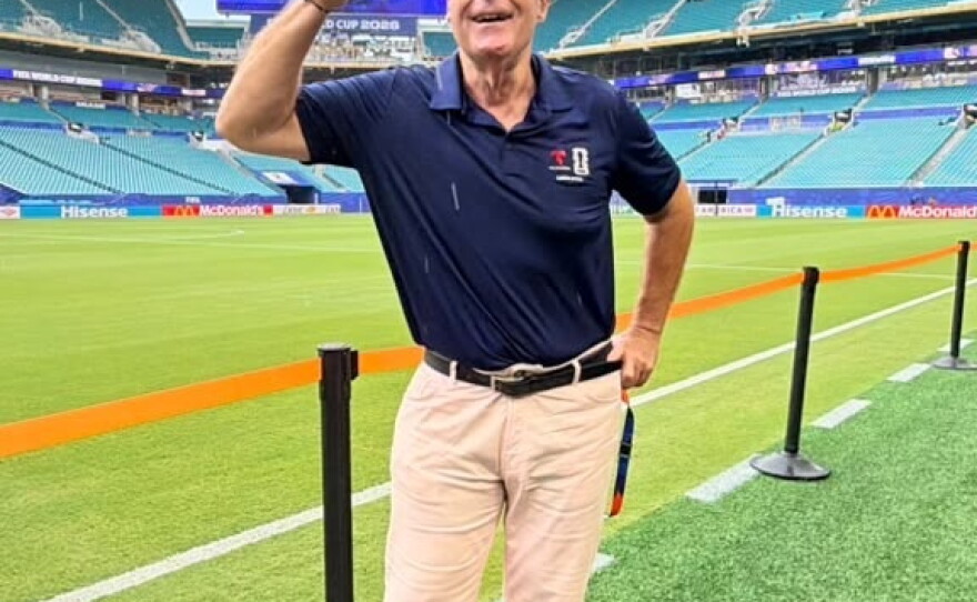 Telemundo broadcaster Andrés Cantor, at the FIFA World Cup stadium in Miami.
