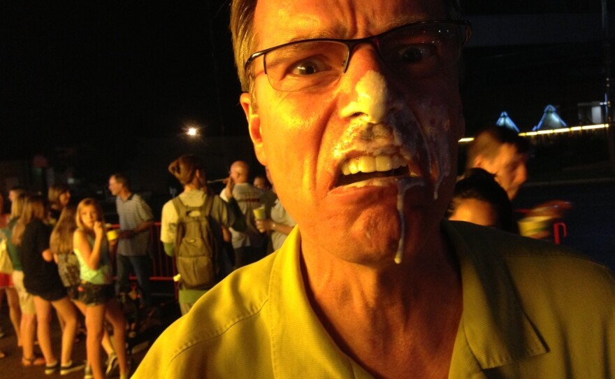 It wasn't supposed to fall out of the cup. But the Concrete, like the rest of us, just found Robert's face irresistible.