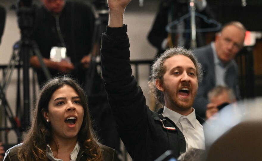 Protesters call for a cease-fire in Gaza Strip as President Biden speaks at Mother Emanuel AME Church in Charleston, S.C.