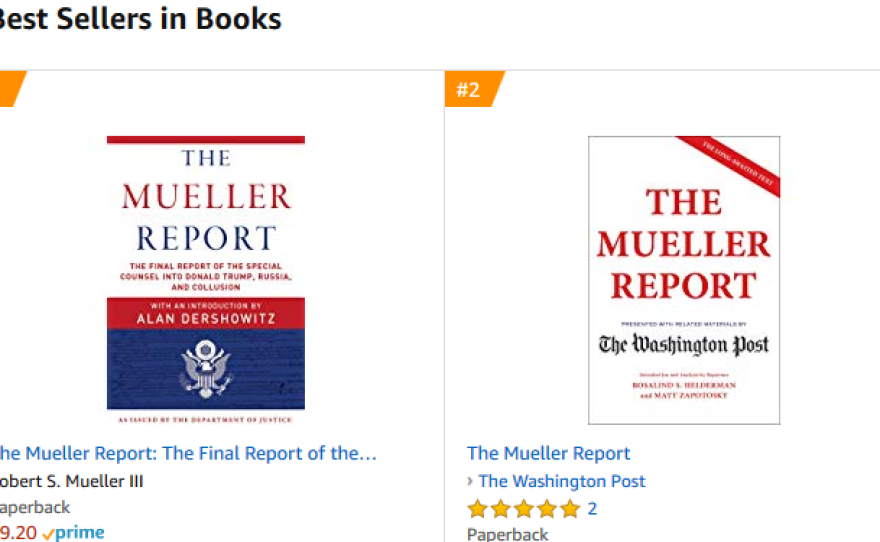 A day after the release of the Mueller report, book versions of it occupied the top spots on Amazon's bestseller list.