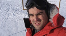 In this January 2008 photo, Brian Keating takes a selfie at the South Pole where he built the BICEP telescope to detect signals from the birth of our universe.
