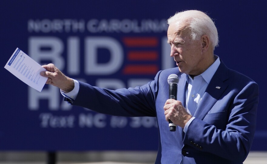 Democratic presidential candidate Joe Biden speaks this week during a campaign stop in Charlotte, N.C.
