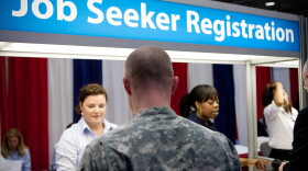 An attendee registers at a career fair for active duty and retired military on September 29, 2010 in Washington, DC. Dozens of corporate and government recruiters were on hand seeking new employees. 
