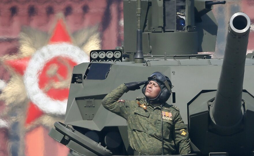 The new Russian Armata T-14 tank shown during the Victory Day military parade in the Red Square in Moscow, on Saturday.