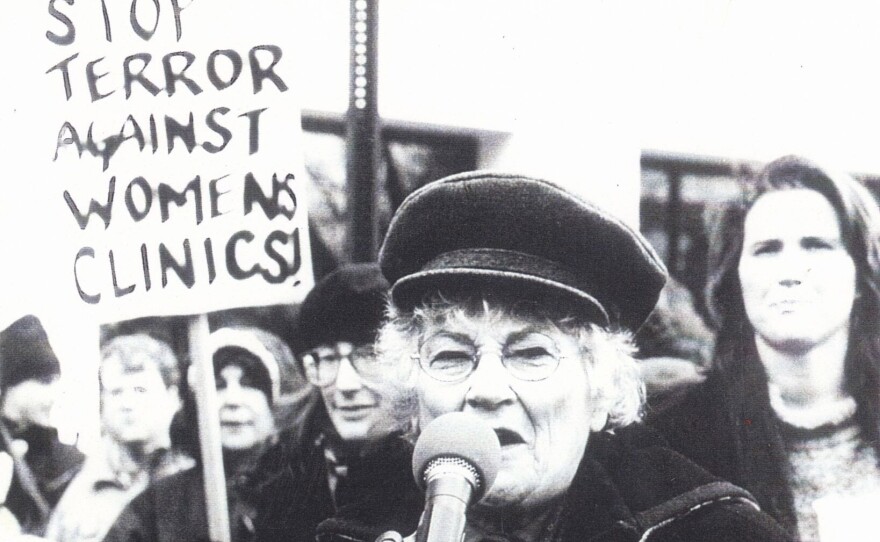 Bella Abzug addressing pro-choice rally, 1995.