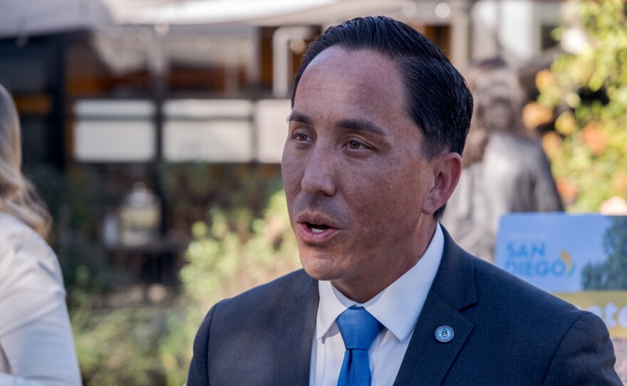 San Diego Mayor Todd Gloria announced a commitment to net zero carbon emissions by 2035, October 27, 2021.