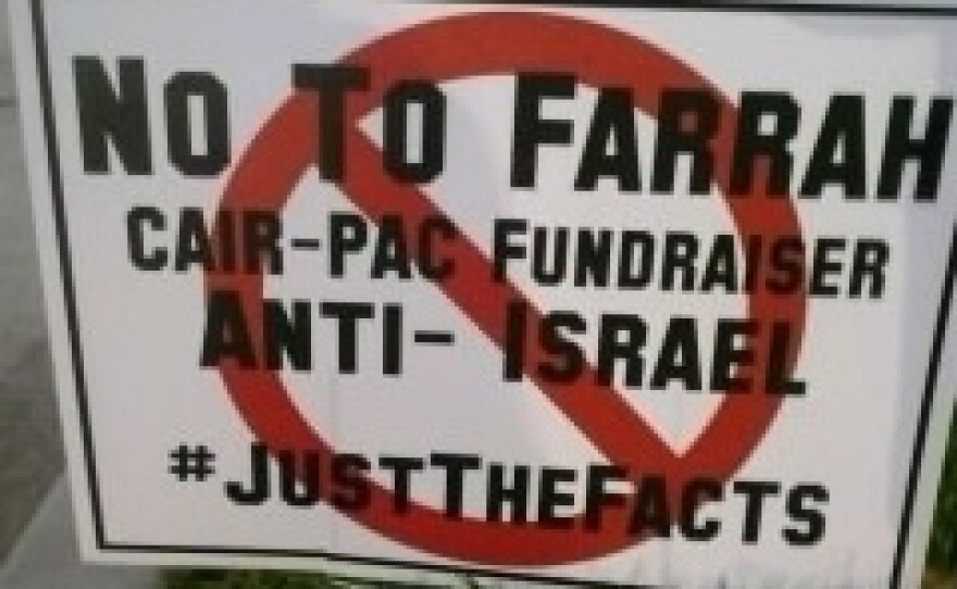 Farrah Khan said that during her city council campaign in Irvine, Calif., an opponent made a sign falsely accusing her of being "anti-Israel."