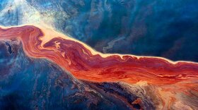 Oil from the leaking Deepwater Horizon rig swirls through the currents in the Gulf of Mexico last month.