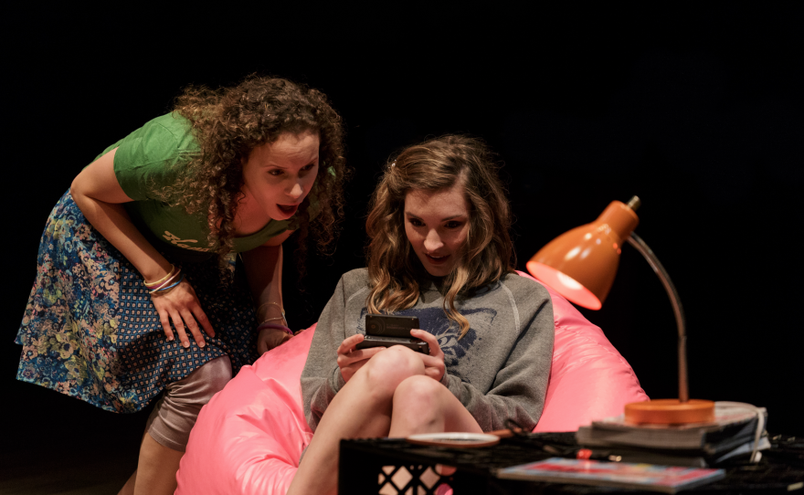 Cristina Gerla (left) as “Katie” and Katie Sapper as “Crystal” in La Jolla Playhouse’s world premiere production of "Kingdom City," by Sheri Wilner.