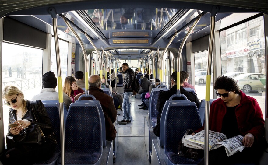 Israel's light rail system connects the divided city, running through both Jewish and Palestinian neighborhoods.