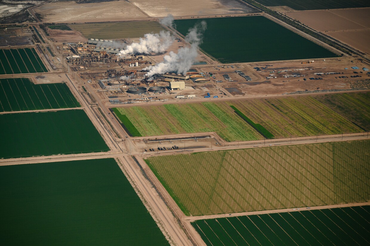 Steam rises from a geothermal energy plant in Imperial County on February 15, 2024.