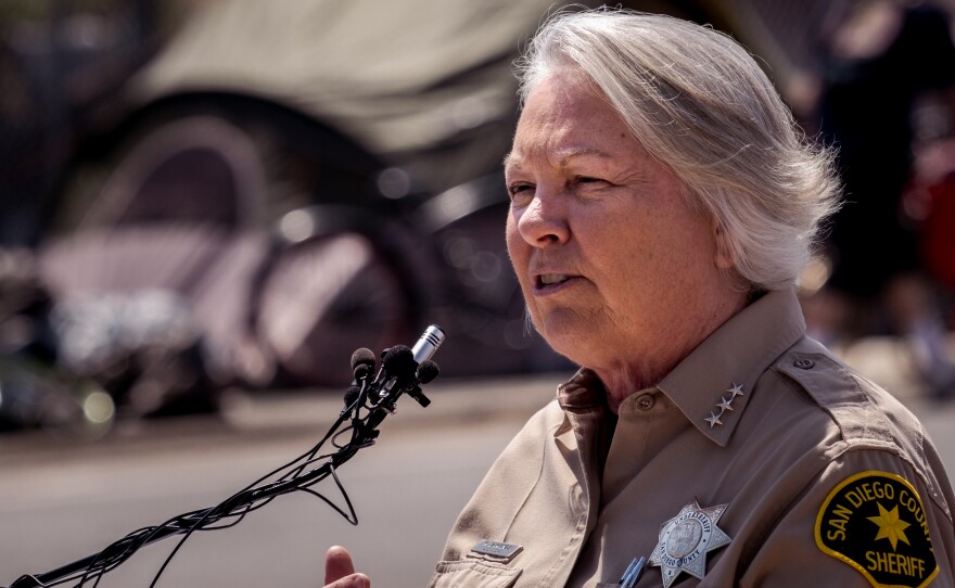 Undersheriff Kelly Martinez at the sight of a homeless encampment in unincorporated San Diego County on the border of El Cajon addressed questions related to public safety being raised about the people living in the encampment, April 29, 2022.