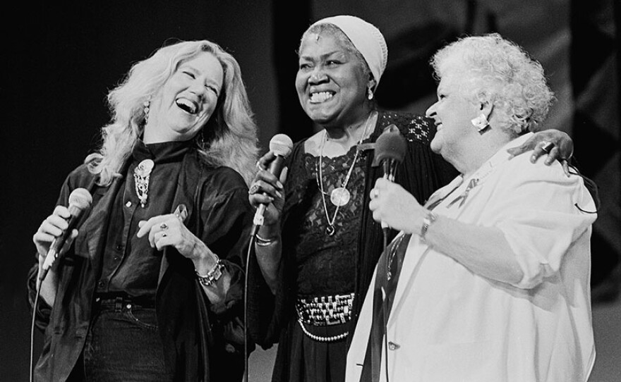 Holly Near, Odetta and Ronnie Gilbert onstage Redwood Records Music Festival 1992. 