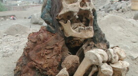 Classic Inca burial in crouched sitting position, with the dead expectantly facing the rising sun, a symbol of rebirth.