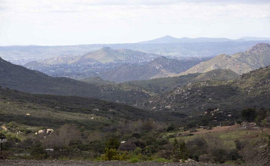 The distant view of San Diego from the Ituartes’ new home in the Jamul Mountains is pictured in this undated photo.